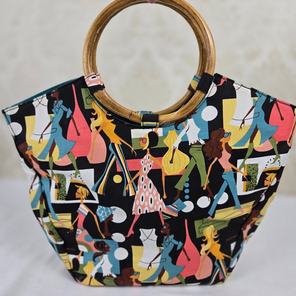 Vintage Neiman Marcus Shopping Bag Tote Retro Diva Print Colorful Artsy Funky — image 6 of 8